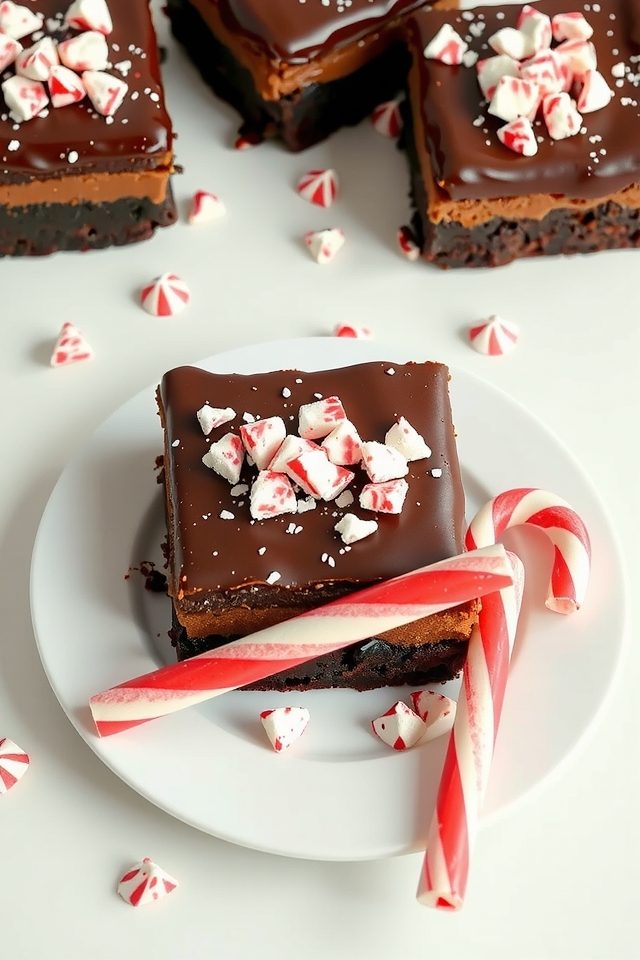 festive peppermint bark brownies