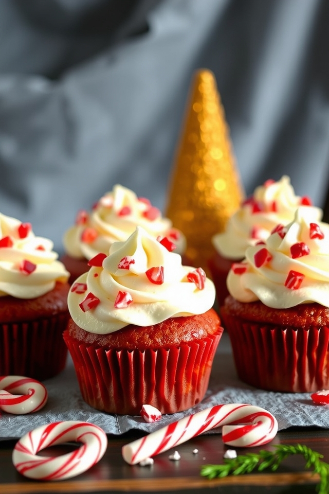 festive peppermint candy cupcakes