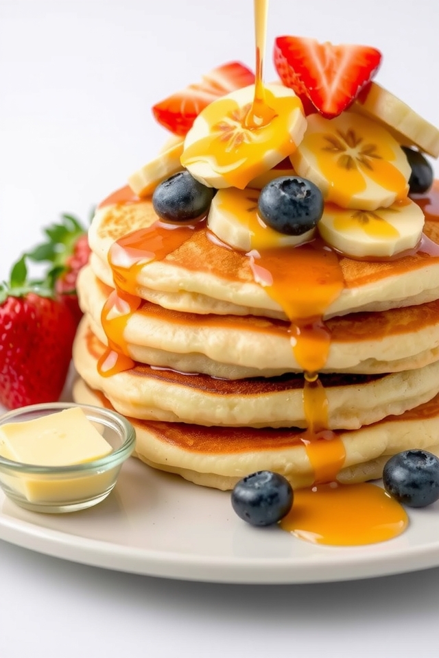 fluffy pancakes with maple syrup