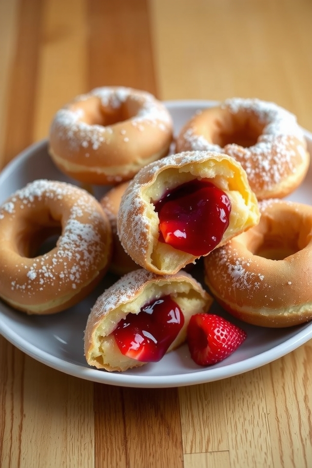 fluffy strawberry jam donuts