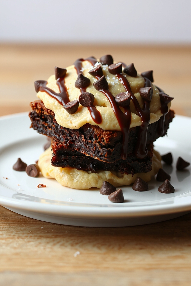 fudgy brownies with cookie dough