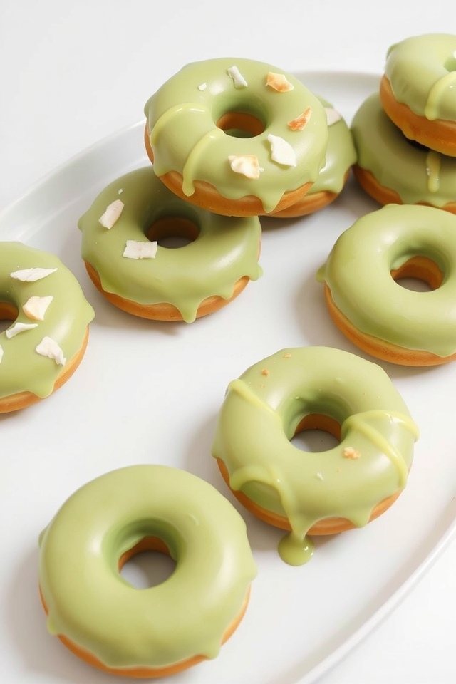 matcha flavored glazed donuts