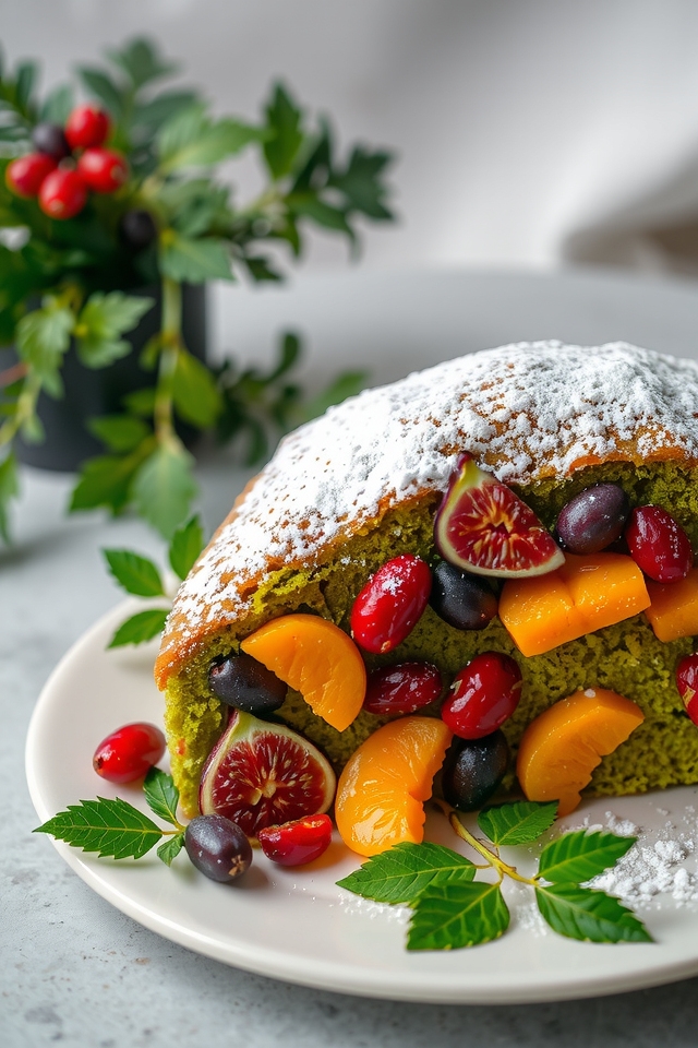 matcha infused festive fruitcake