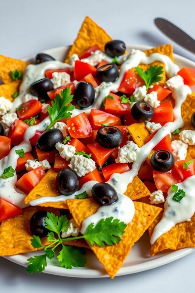mediterranean flavored tortilla nachos