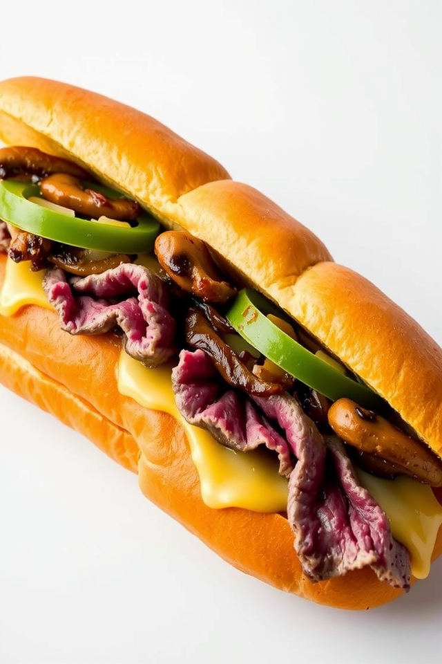 mouthwatering philadelphia cheesesteak sandwich