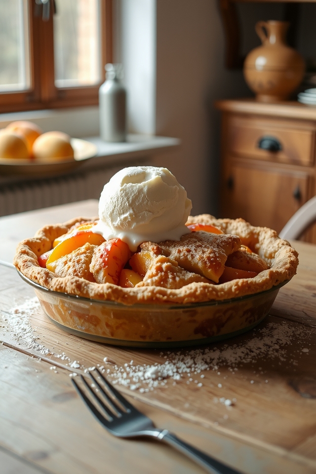 peach pie with cobbler topping