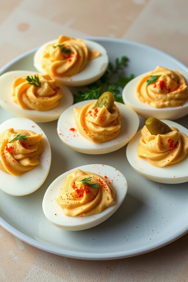pickle infused deviled eggs