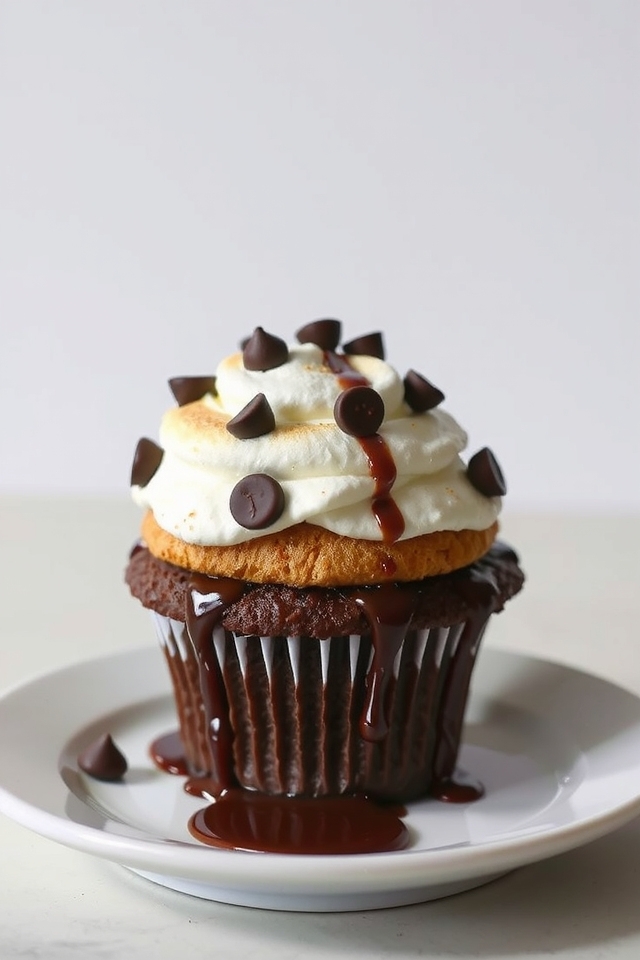s mores inspired chocolate cupcakes