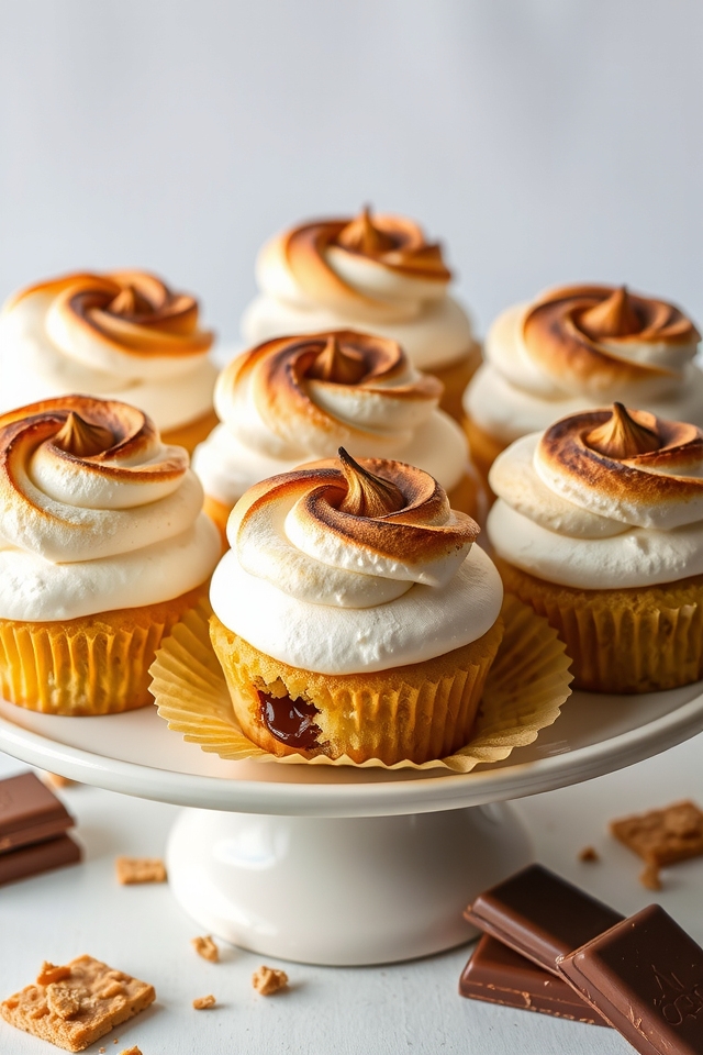 s mores inspired vanilla cupcakes