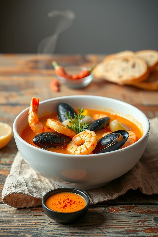savory seafood stew with saffron