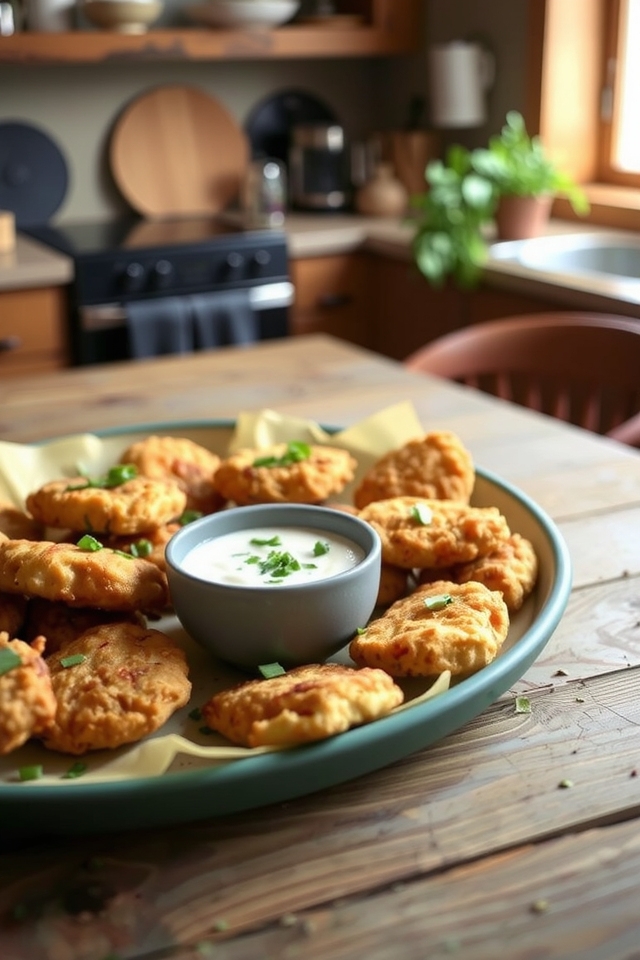savory spicy chicken fritters