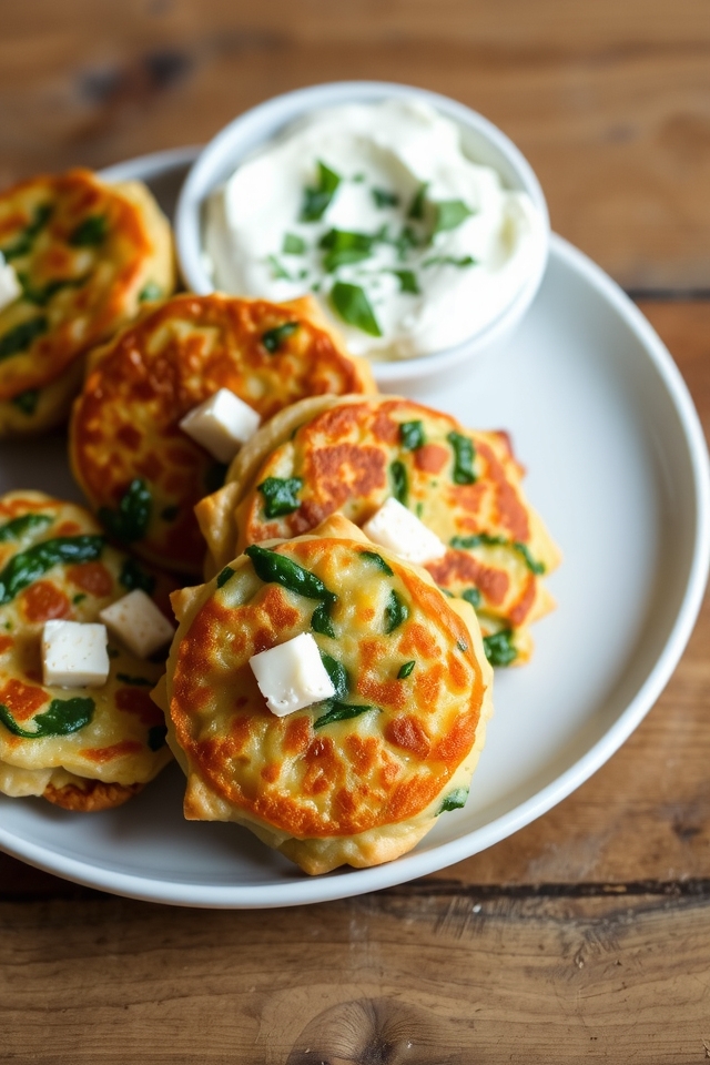 savory spinach feta fritters
