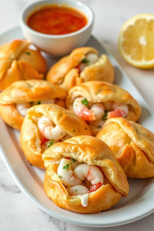 seafood filled flaky pastries
