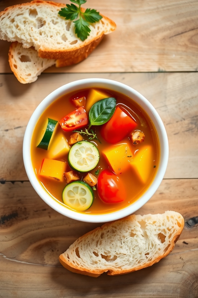 seasonal vegetable seafood soup