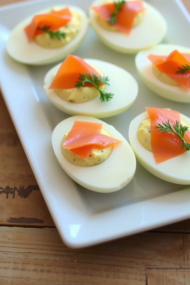 smoked salmon dill deviled eggs