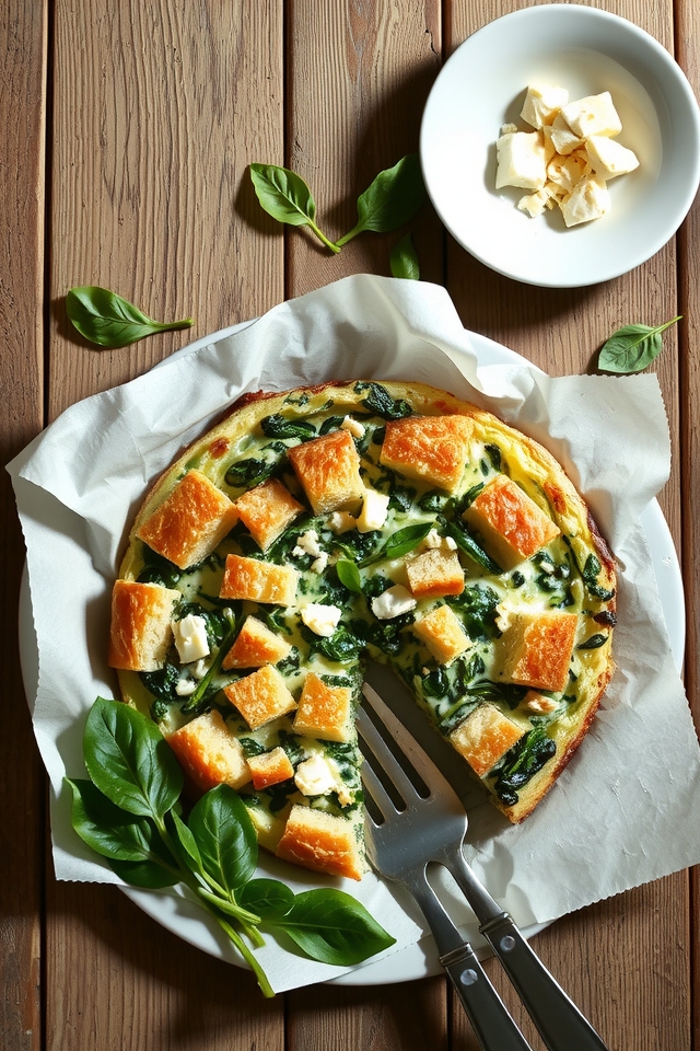 sourdough frittata with spinach