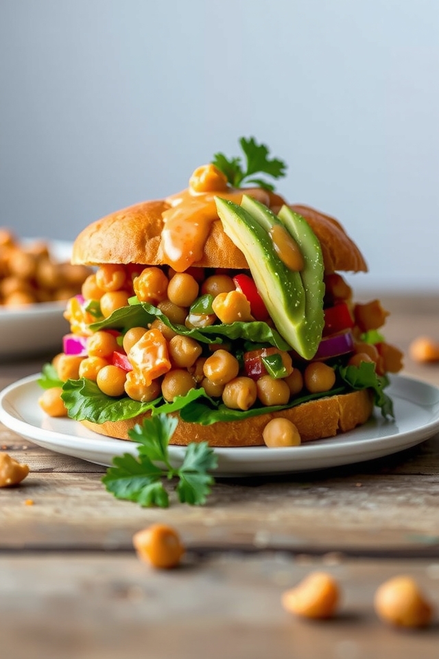 spicy chickpea salad sandwich