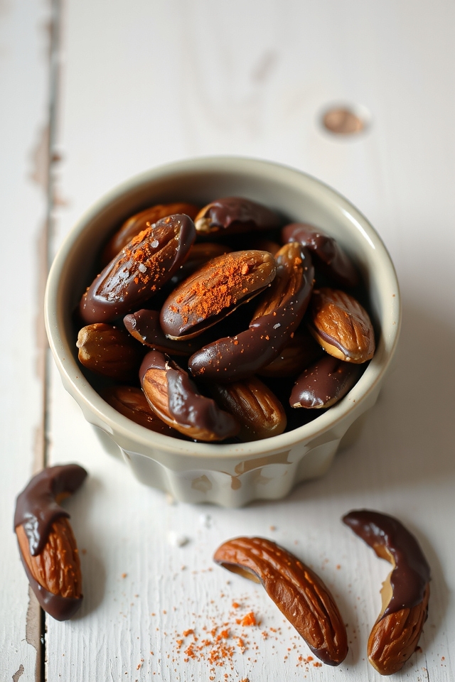 spicy chocolate covered almonds treat