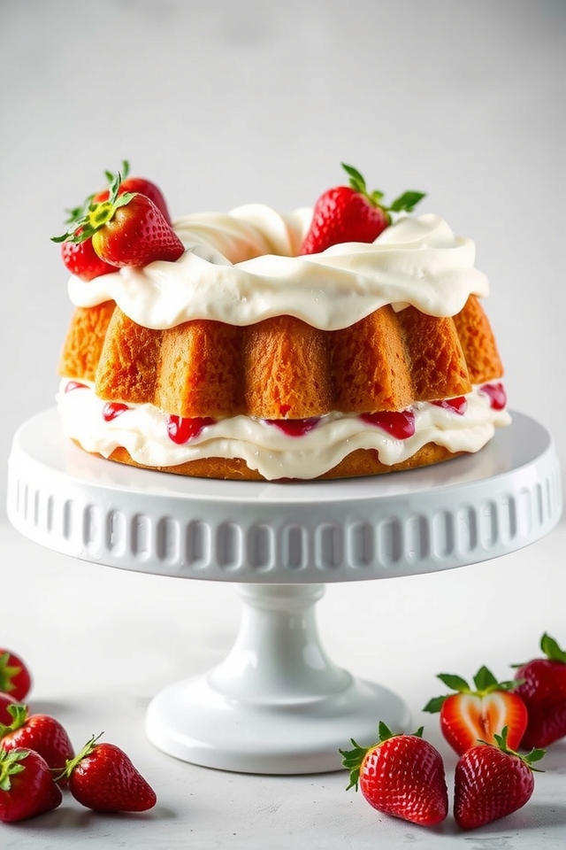 strawberry infused vanilla bundt cake