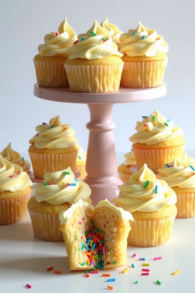 surprise filled colorful cupcakes