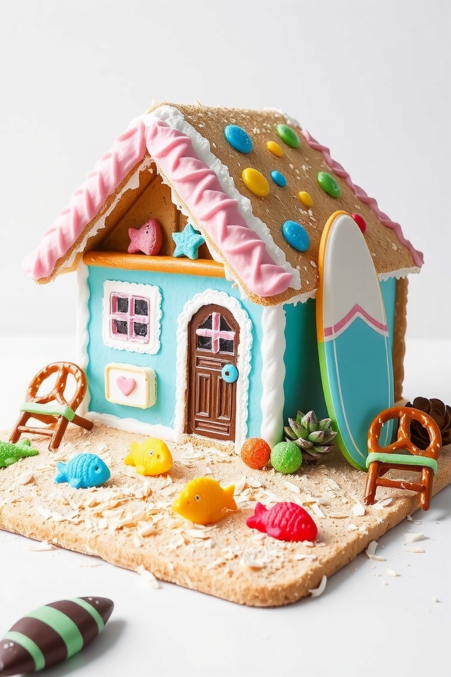 tropical beach gingerbread house