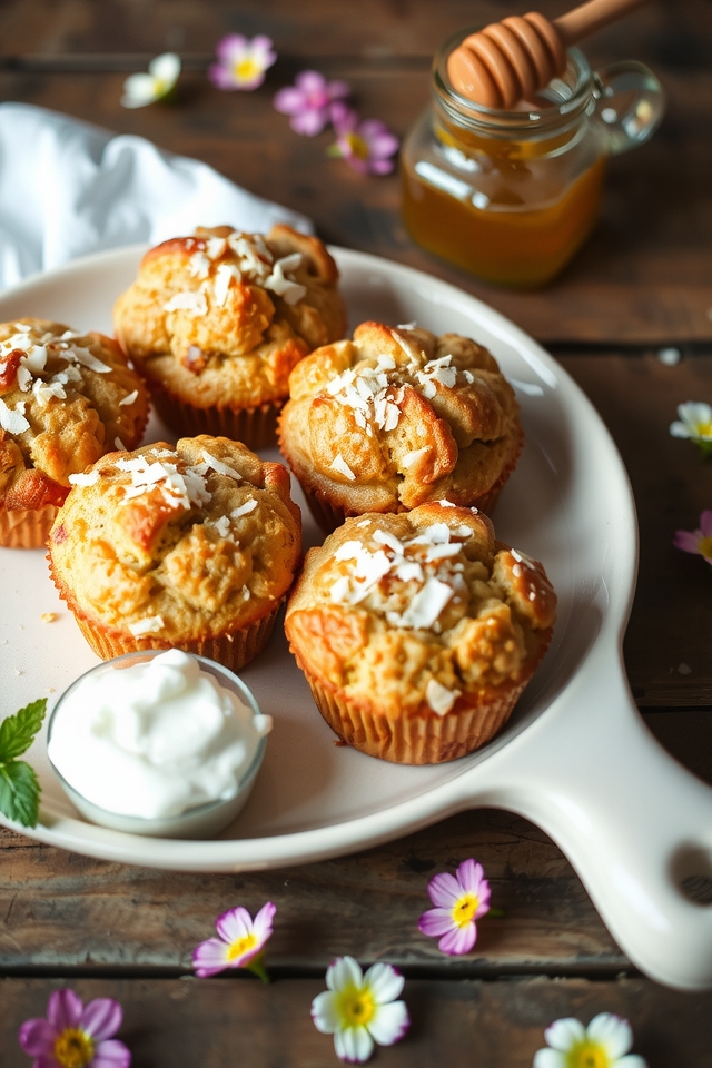 tropical coconut oatmeal muffins