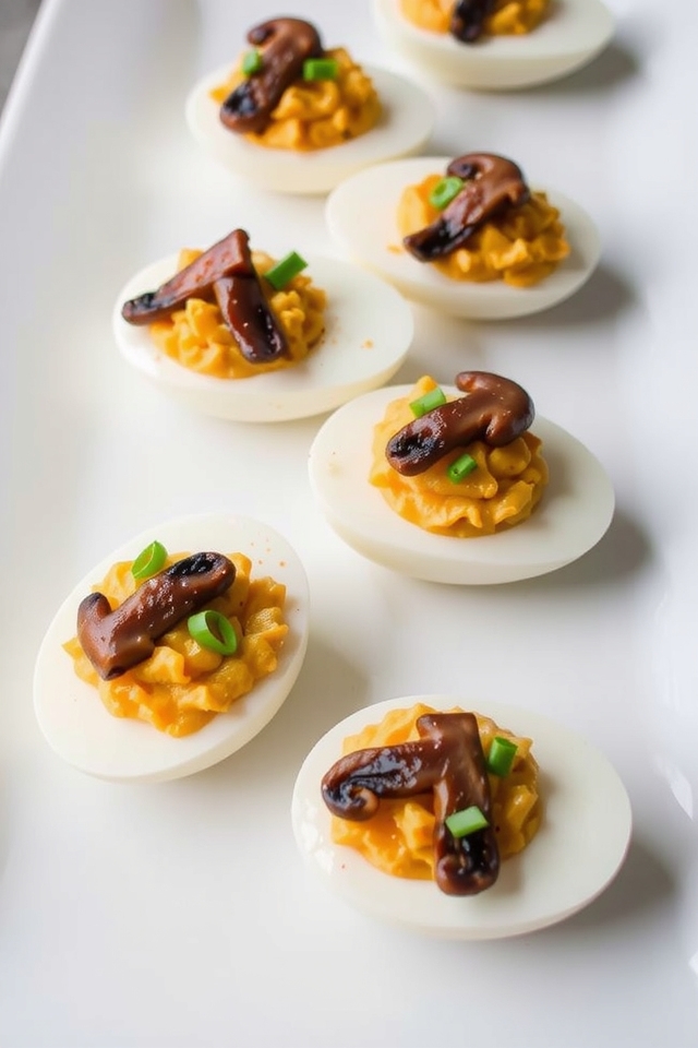 truffle infused mushroom deviled eggs