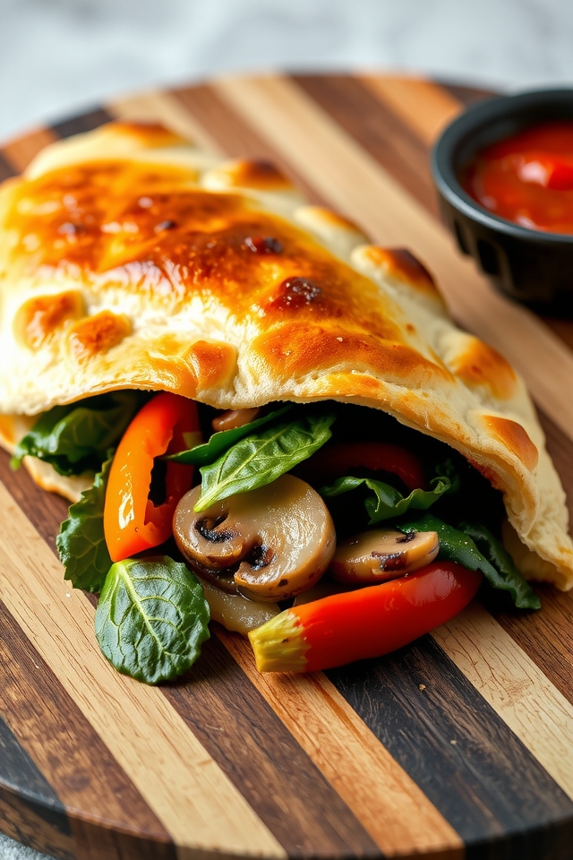 veggie packed savory calzone