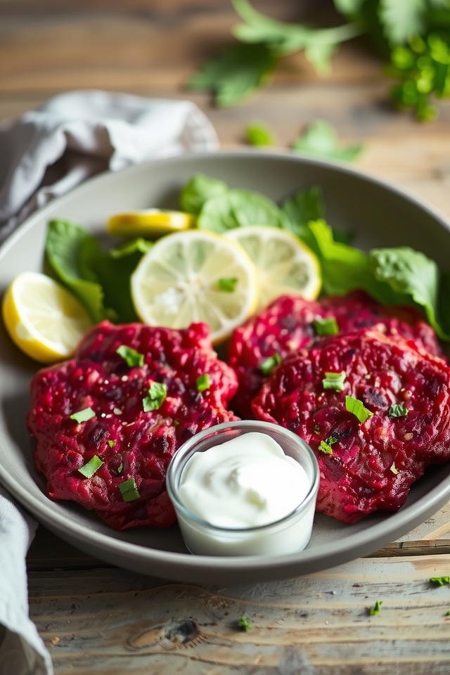 vibrant beetroot goat cheese fritters