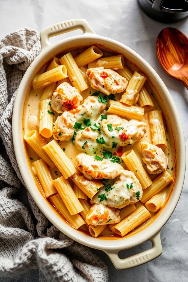 creamy chicken pasta bake