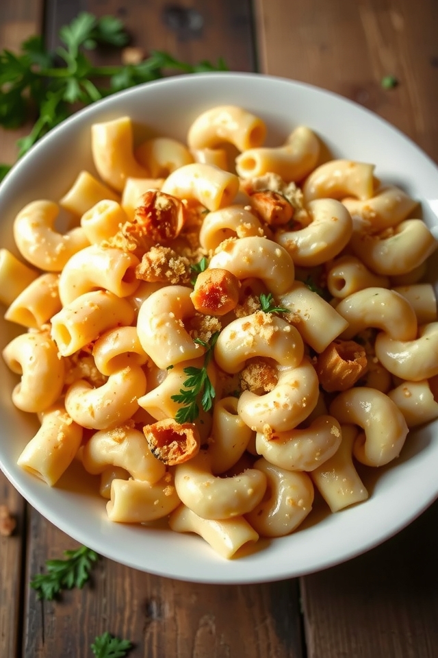 creamy roasted garlic mac and cheese