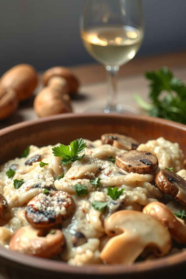 creamy vegan mushroom risotto