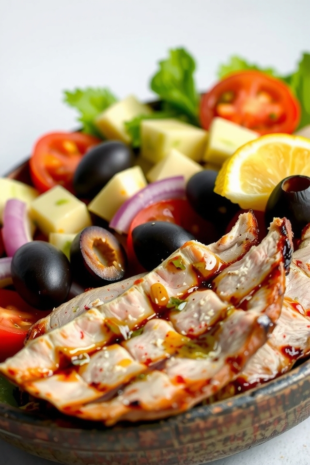 greek salad with lamb