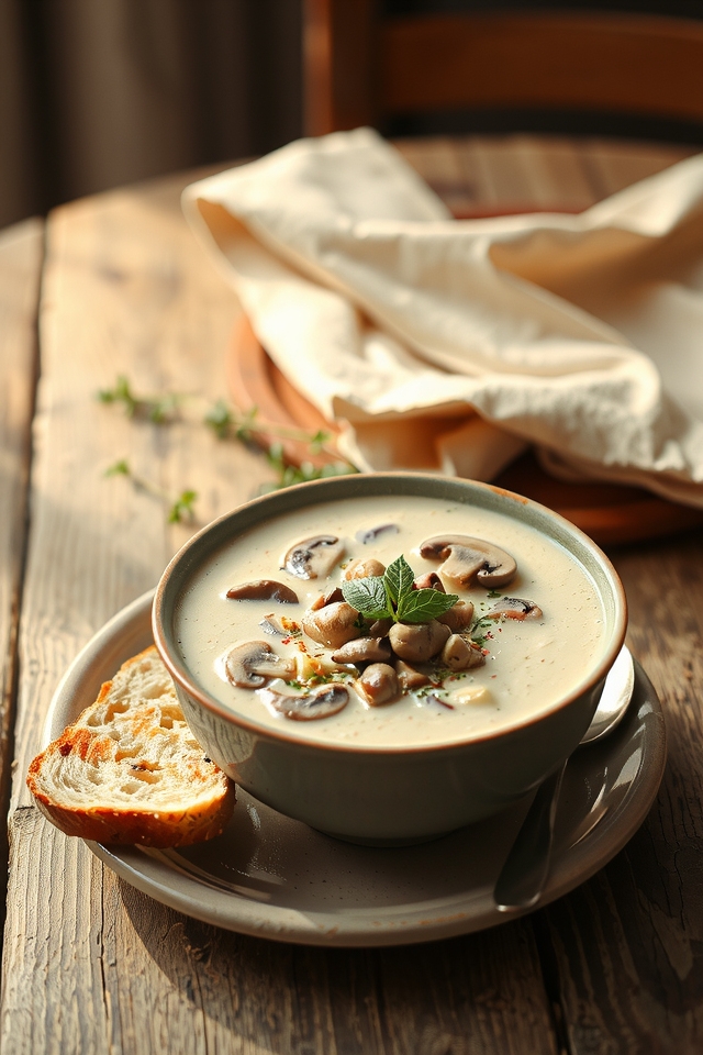 hearty comforting mushroom soup