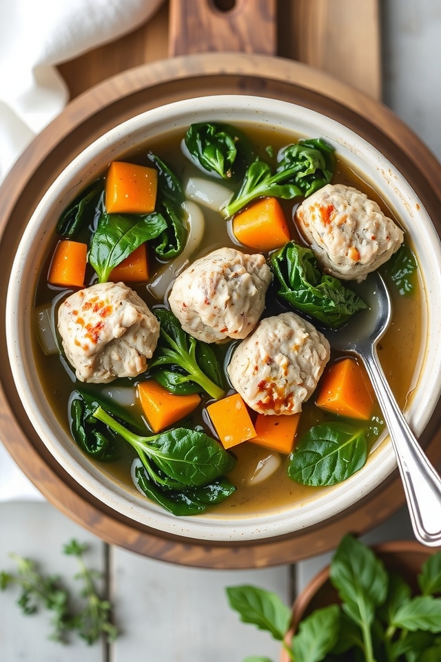 hearty meatballs and greens