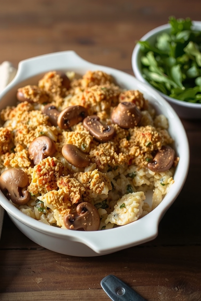 hearty mushroom wild rice casserole