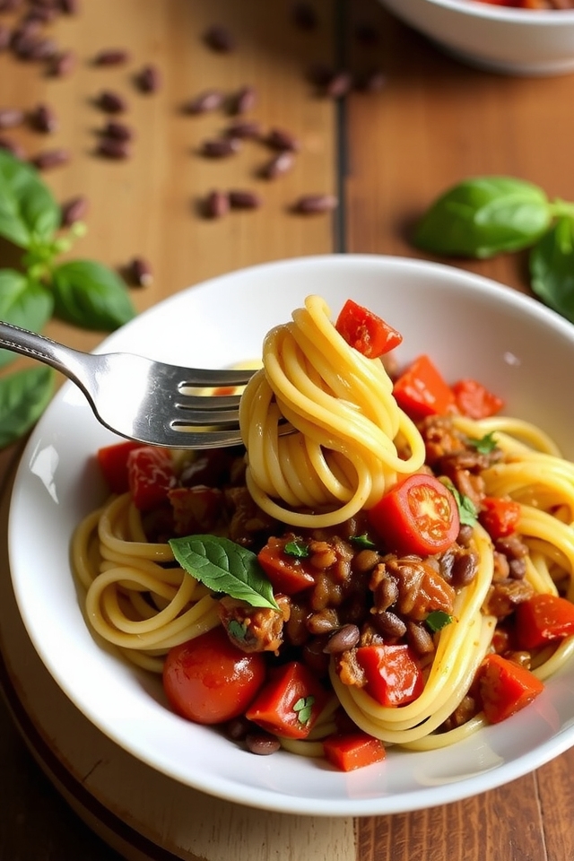 hearty plant based spaghetti dish