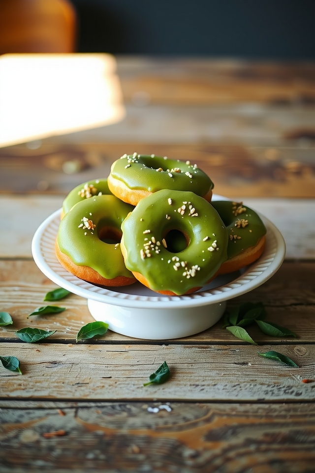 matcha infused fluffy donuts