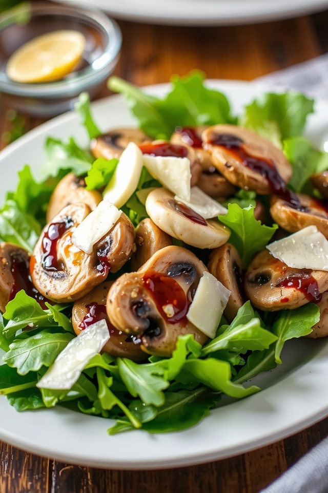 saut ed mushroom arugula salad