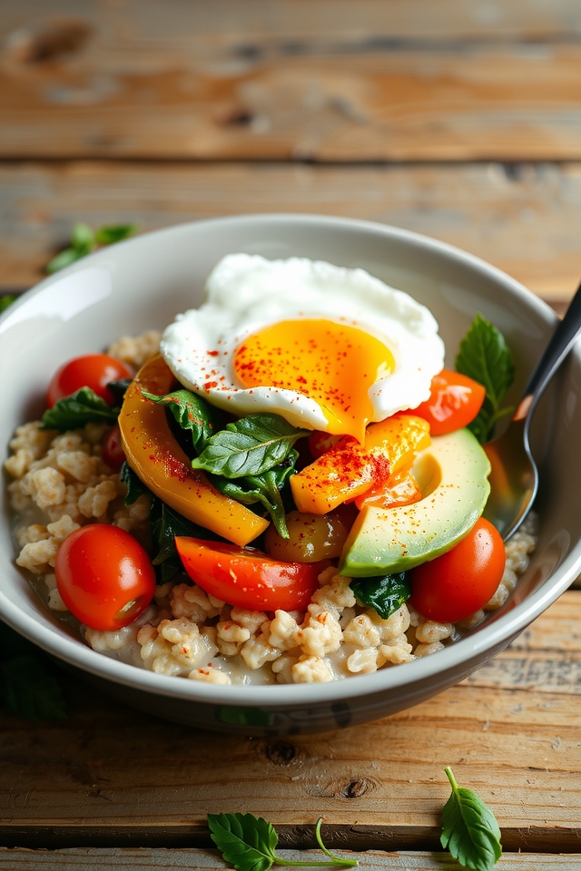 savory oatmeal with toppings