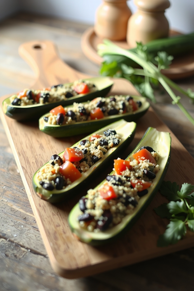 savory vegan stuffed zucchini