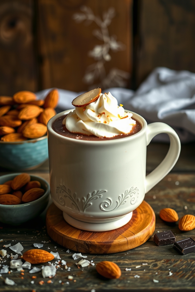 tropical almond coconut hot chocolate