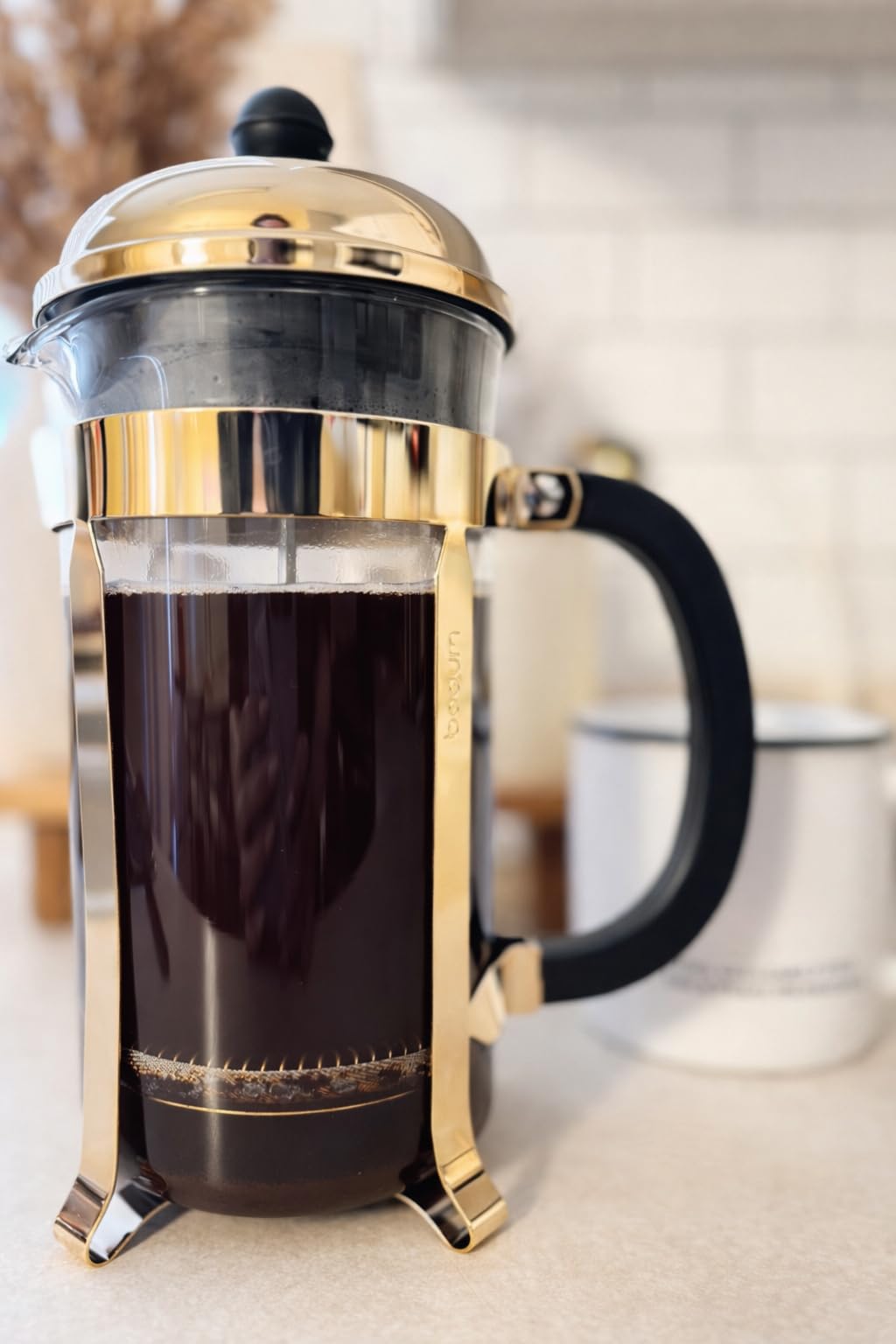 Bodum 34oz Chambord French Press Coffee Maker, High-Heat Borosilicate Glass, Polished Stainless Steel - Made in Portugal customer photo 2