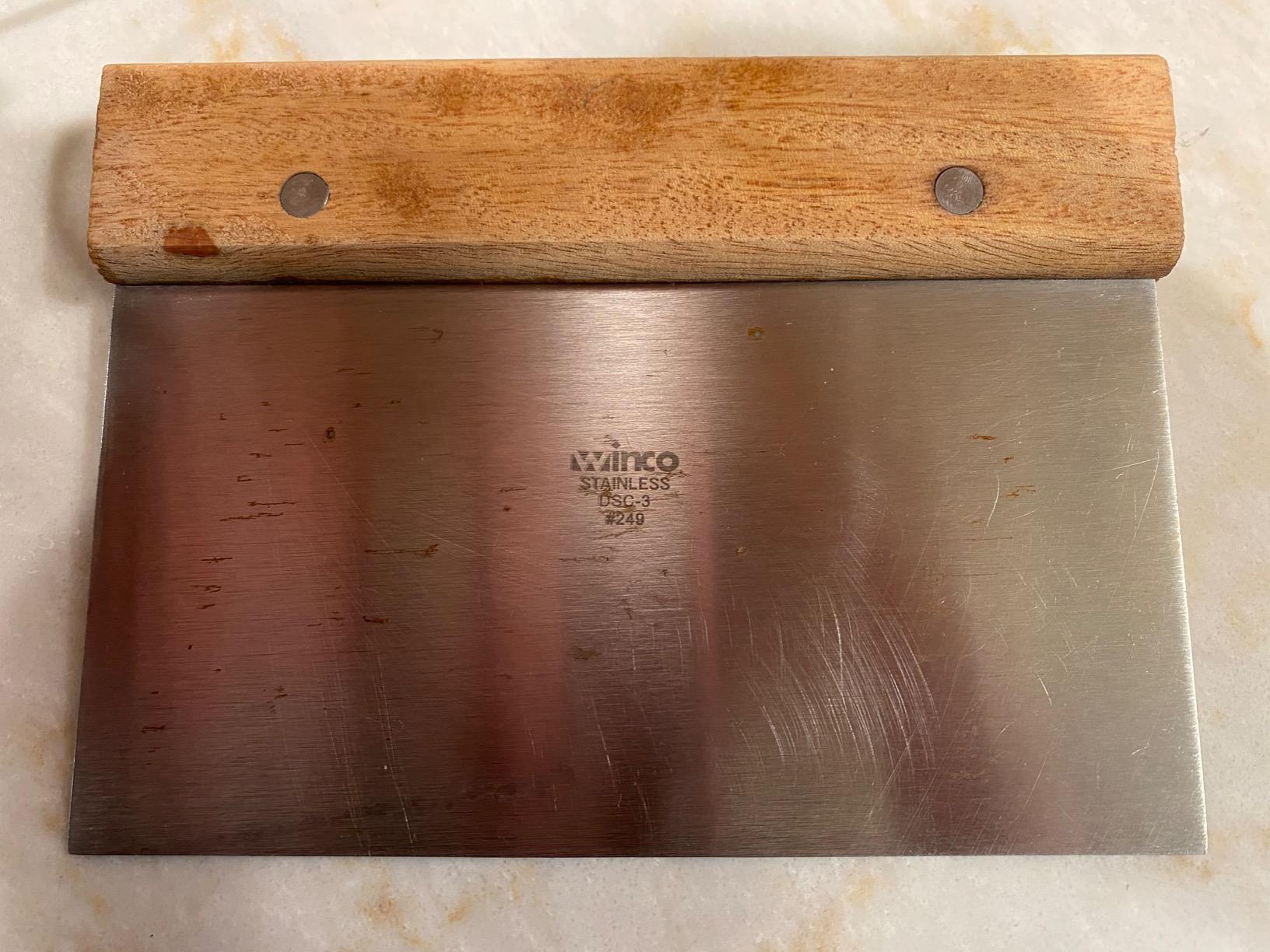 Winco Stainless Steel Dough Scraper with Wood Handle | Dishwasher safe, Pizzerias, Great for Dough Portioning, Bench Cleanup, Pastry Prep and Bakeries customer photo 1