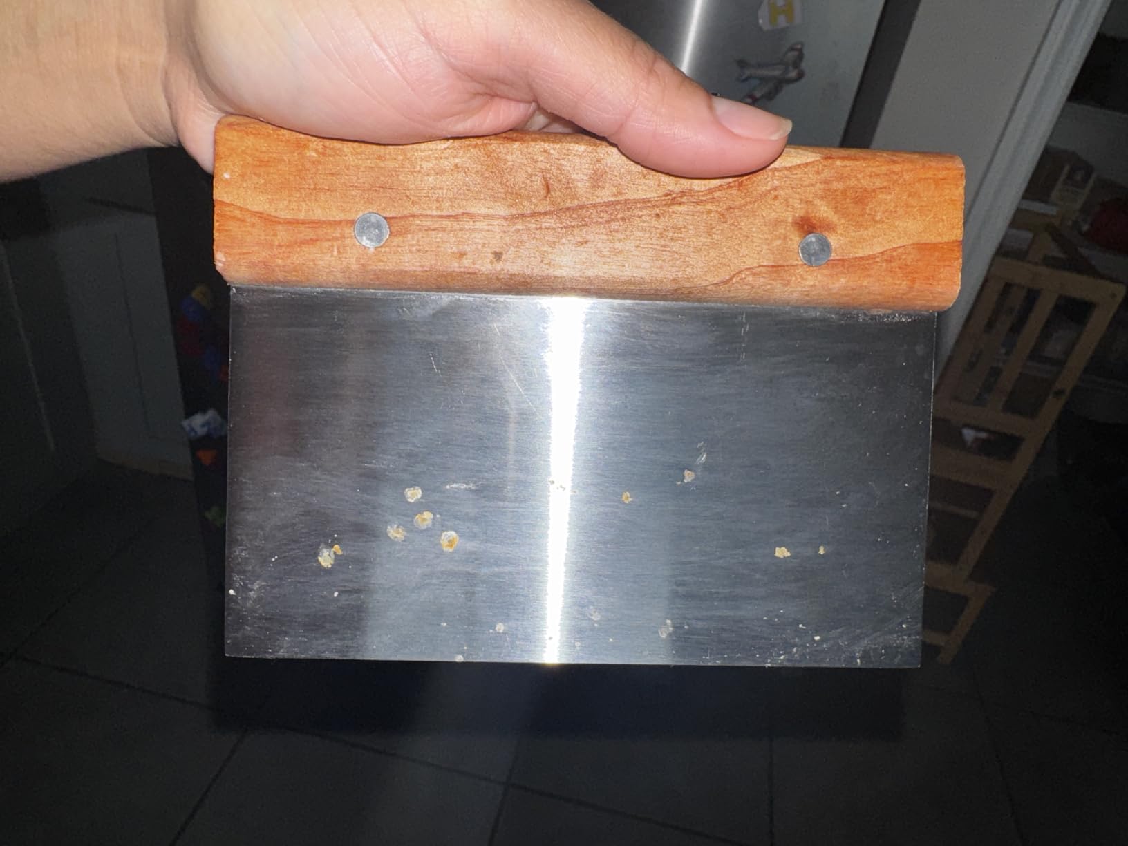 Winco Stainless Steel Dough Scraper with Wood Handle | Dishwasher safe, Pizzerias, Great for Dough Portioning, Bench Cleanup, Pastry Prep and Bakeries customer photo 2