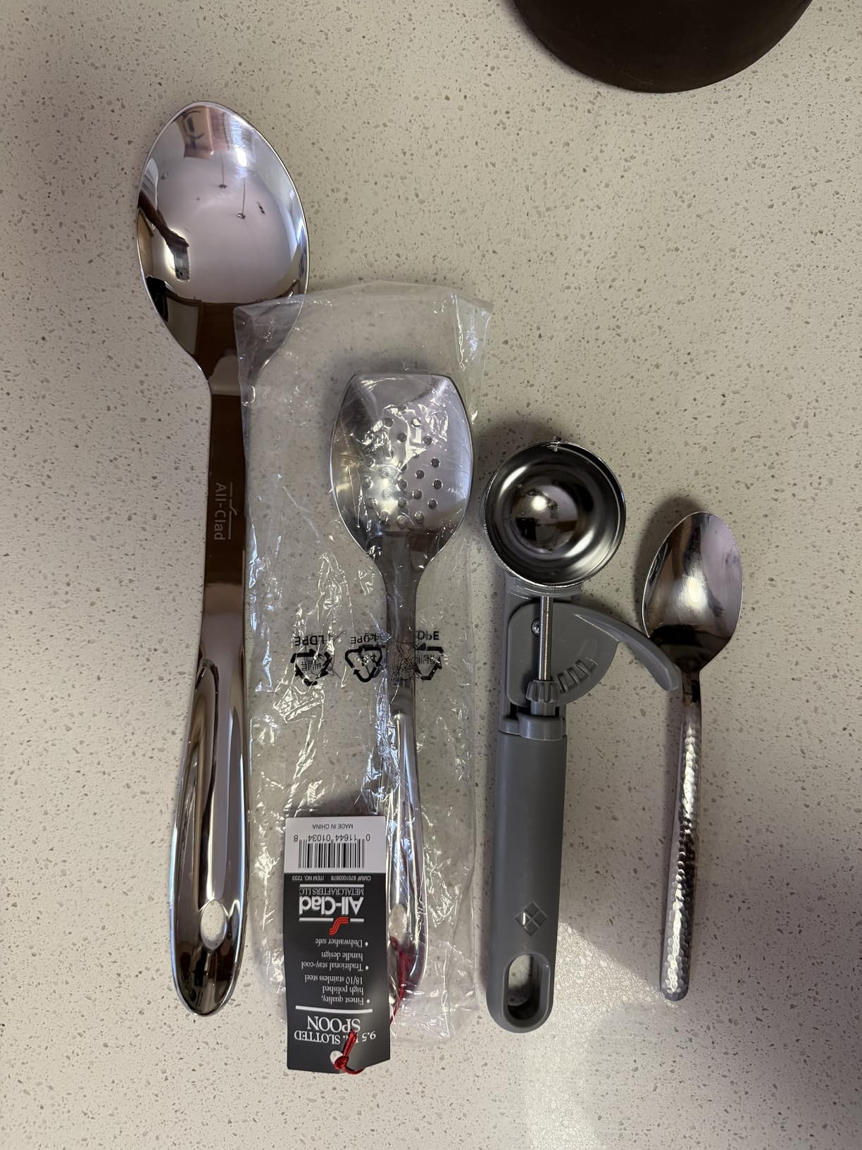 All-Clad Specialty Stainless Steel Kitchen Gadgets Slotted Spoon Kitchen Tools, Kitchen Hacks Silver | Professional Stainless Steel Tools, Ergonomic handle, Ideal for both Cooking and Serving, Heat safe up to 600F customer photo 1
