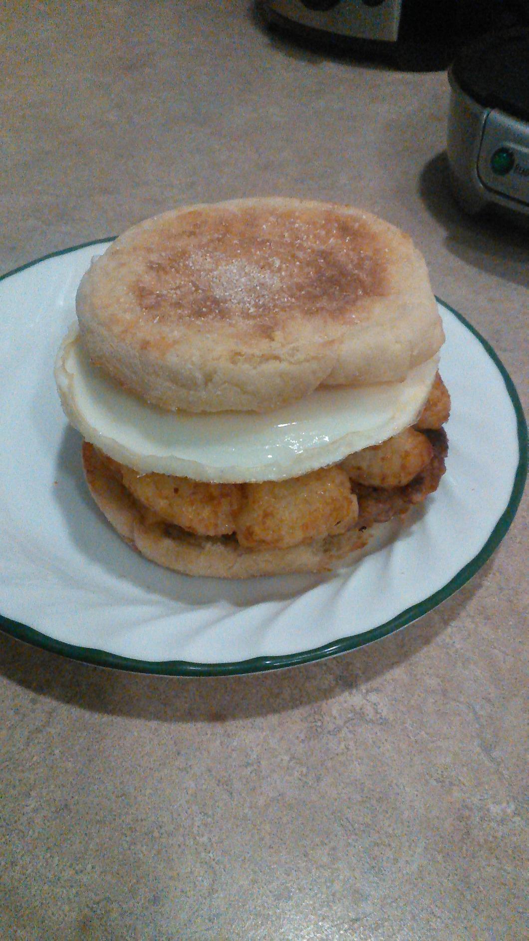 Hamilton Beach Breakfast Sandwich Maker with Egg Cooker Ring | Perfect for English Muffins, Croissants, Mini Waffles | Customizable & Fast | PFAS-Free | Silver | 25475MN customer photo 1