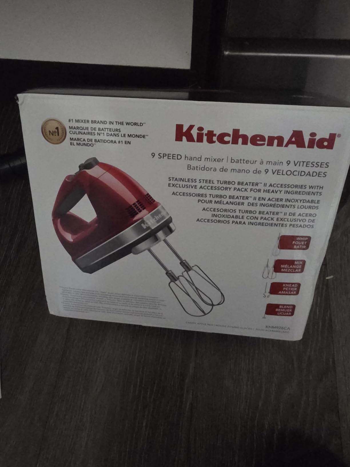 KitchenAid 9 Speed Hand Mixer, KHM926, Candy Apple Red | 9 Speeds, Pro whisk attachment, Stainless Steel Turbo Beater II, dough hook, Dishwasher-safe accessories customer photo 1