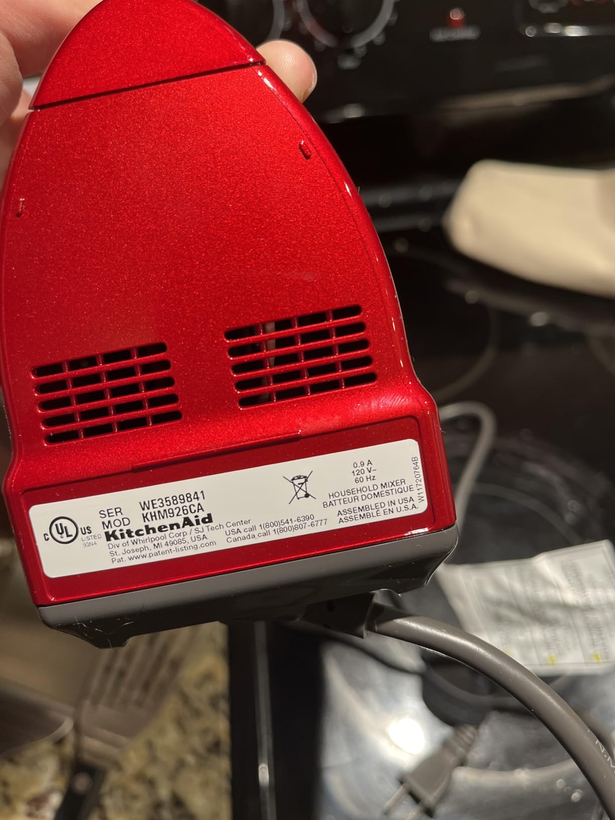 KitchenAid 9 Speed Hand Mixer, KHM926, Candy Apple Red | 9 Speeds, Pro whisk attachment, Stainless Steel Turbo Beater II, dough hook, Dishwasher-safe accessories customer photo 2