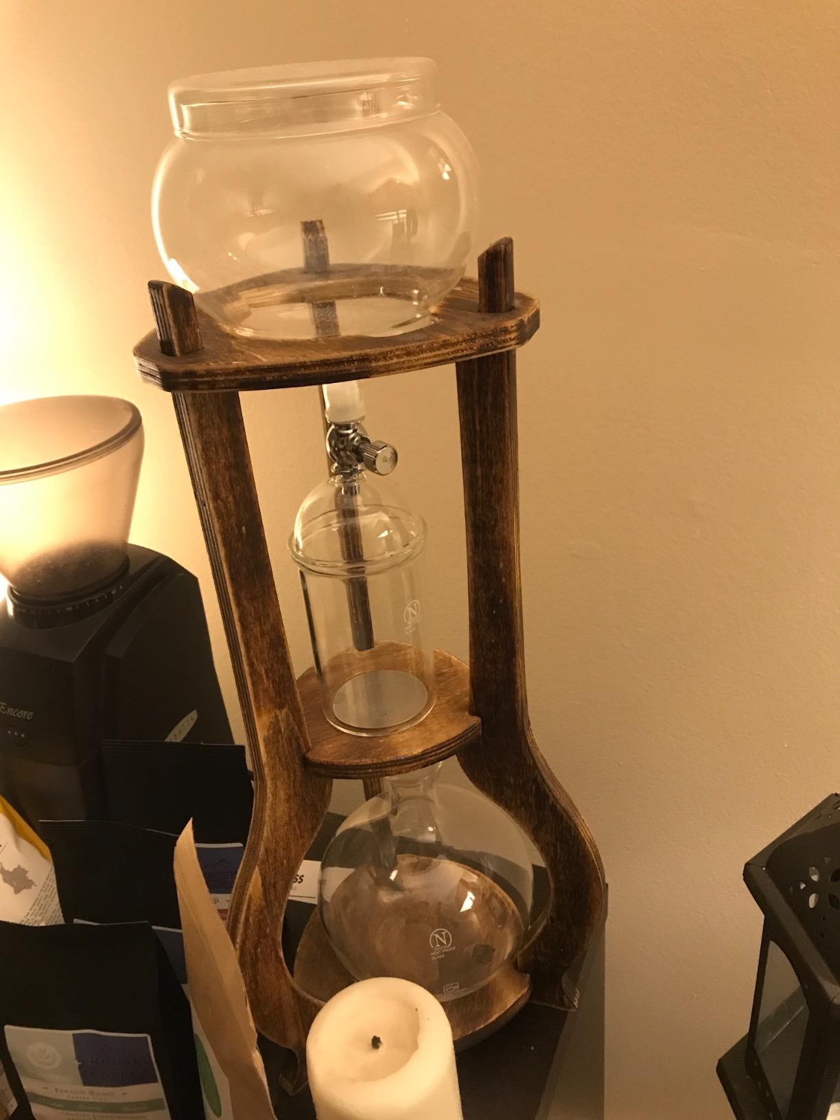 Nispira Cold Brew Drip Tower Iced Coffee Maker Glass Wooden Stand 25 Cups customer photo 1